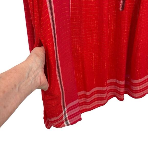 FREE PEOPLE LONG SLEEVE YARN DYE LUREX TUNIC TOP Red Orange Size XS - Picture 5 of 12